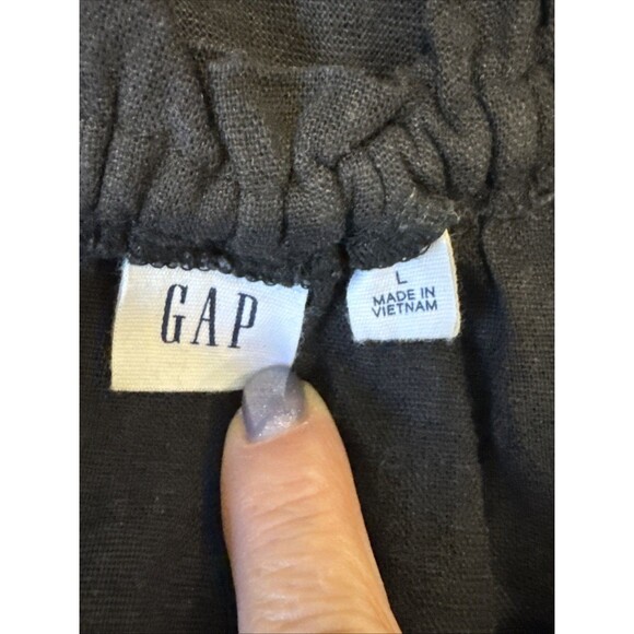 Gap Black Halter Midi Dress Size L Linen Blend Belted Relaxed Fit Flattering - Picture 6 of 11